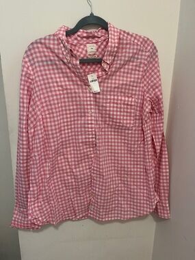 Gap Pink Gingham Button-Up Shirt, NWT